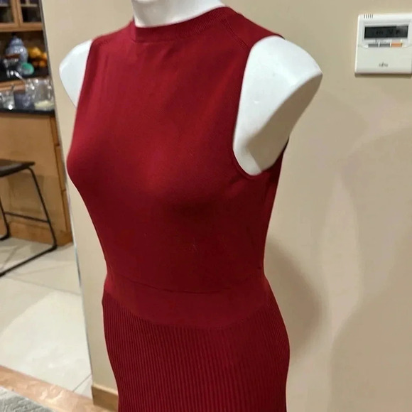 Banana Republic factory PLEATED MIDI SWEATER DRESSVine red color - Picture 4 of 10
